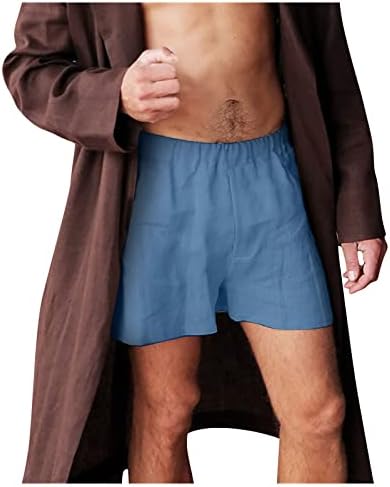 OVERMAL erkek Spor Pamuk Keten Rahat Gevşek Şort Rahat Pijama Cep Koşu Şort Pantolon