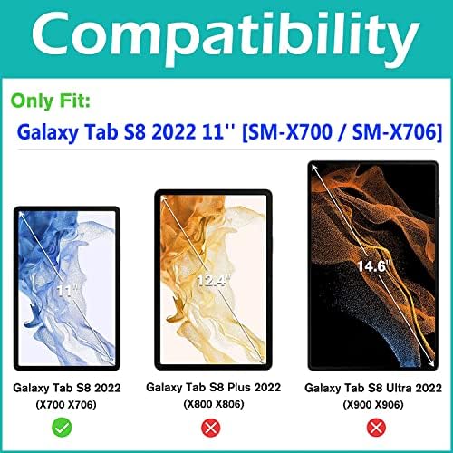 Klavye Kılıf Kapak Samsung Galaxy Tab için S8 (SM-X700 / SM-X706), [7 Renk Arkadan Aydınlatmalı] kablosuz bluetooth