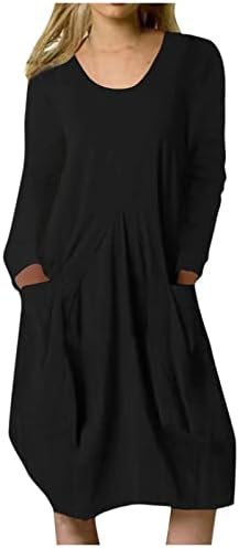 QtthZZr Siyah Elbiseler Kadınlar ıçin Cenaze, Moda Artı Boyutu Tunik Elbise Kadın bahar uzun kollu elbise Okul Gömme