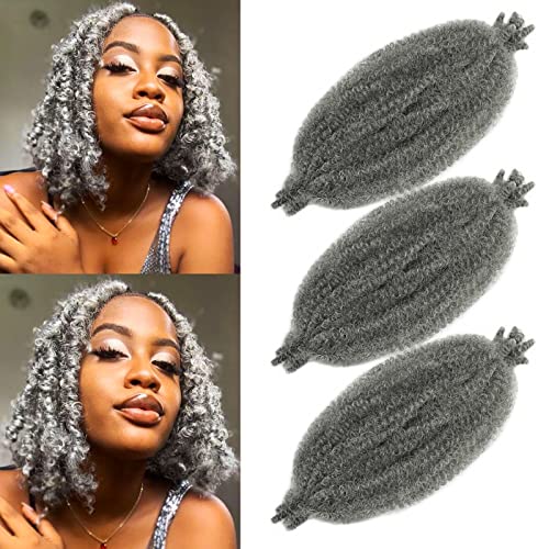 Gri Marley Büküm Örgü Saç Yaylı Afro Kinky Küba Büküm Saç Örgü için Bahar Büküm Saç 16 inç Kinky Tığ Saç Sarma Yumuşak