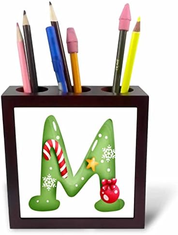 3dRose Sevimli Noel Dekore Yeşil Kabarcık Monogram İlk M-Kiremit Kalem Sahipleri (ph-371260-1)