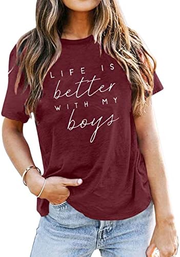 Kadınlar 2023 Moda Yaz Tees Sevimli Baskılı Kısa Kollu Yuvarlak Boyun T-Shirt Rahat Rahat Bluz Tops