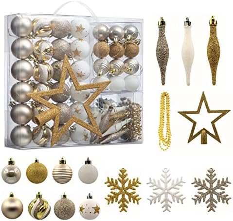 PEETEEPOE Noel Topları Süslernoel Ağacı için, 1 Altın Glitter Yıldız Ağacı Topper ile Noel Mevsimsel Dekorasyon, Çoklu