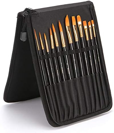 GUANGMİNG-Sanatçı Boya Fırçaları Seti, Naylon Akrilik Boyalar Fırça Seti ve Palet ve Kazıyıcı ile saklama çantası,