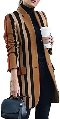 ZEFOTİM Uzun Trençkot Kadın Moda Rahat Ekose Giyim Blazer Ceketler