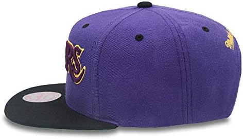 Mitchell & Ness Los Angeles Lakers Snapback Şapka Erkekler için-Mor / Siyah / Sarı-Erkekler için Şapka