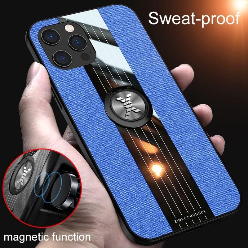 Koruyucu Kılıf iPhone 12 Pro Max Kılıf ile Uyumlu,Manyetik 360°Kickstand Kılıflı, Çok Fonksiyonlu Kılıf Kumaş Textue