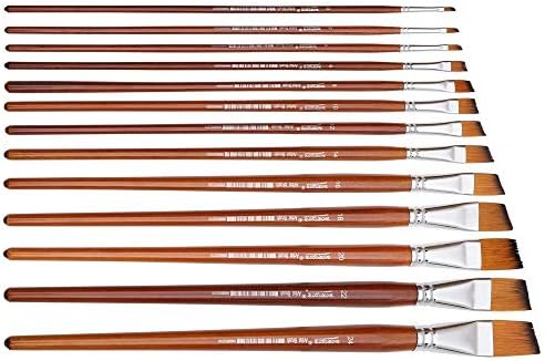 WXBDD 13 adet Açılı Boya Fırçaları Profesyonel Uzun Saplı Boya Fırçası Eğik Şekil Suluboya Resim Yağı Akrilik Naylon