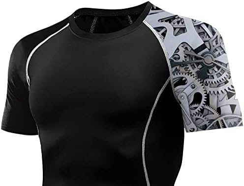 Erkek Döküntü Bekçi Gömlek UPF 50 + UV Kısa Kollu Sıkıştırma Yüzme Gömlek Jiu Jitsu BJJ Spor Spor Salonu Üstleri