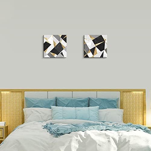 Pigort Gri ve Altın Soyut Duvar Sanatı Dekor, dekoratif Çerçeveli Modern Mermer Desen Soyut Tuval Sanat Oturma Odası