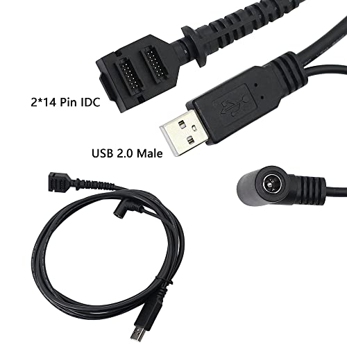 SınLoon VX805 / VX820 USB Kablosu 6.6 FT Tarama kablo USB 2.0 A Erkek Çift 14Pin Pitch 1.27 IDC ve Şarj 5. 5x2. 1mm