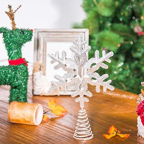 Gümüş Tel ile Noel ağacı Topper dekorasyon için Topadorn kar tanesi Treetop