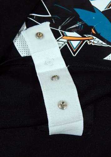 2019-20 San Jose Köpekbalıkları Oyunu Kullanılmış Siyah Antrenman Forması Adidas 58 DP42029 - Oyun Kullanılmış NHL