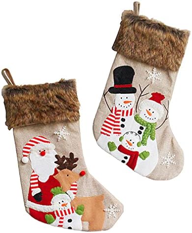 Nunubee Peluş Noel Çorap Elk Şeker Çanta Işlemeli Hediye Çorap Noel Ağacı Hediye Kolye Kardan Adam 42 * 26 * 20 cm-No.