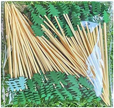 Jurhomie 50/100 adet Bambu Noel Partisi Noel Dekorasyon Kek Tatlı Salata Çubukları Çatal Kürdan yiyecek kürdanları