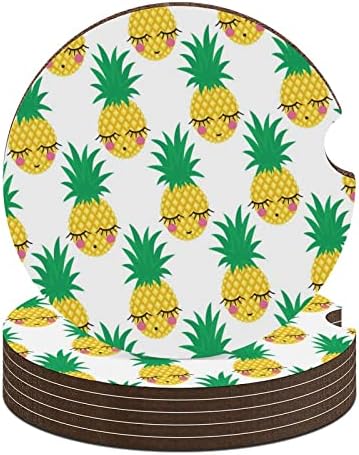 Sevimli Ananas Araba fincan altlığı Ahşap Kaymaz Bardak Tutucular Pad Ev Mutfak Ofis için 6 ADET