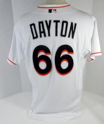 2015 Miami Marlins Grant Dayton 66 Oyun Kullanılmış Beyaz Forma Ext Bahar Eğitimi 4-Oyun Kullanılmış MLB Formaları
