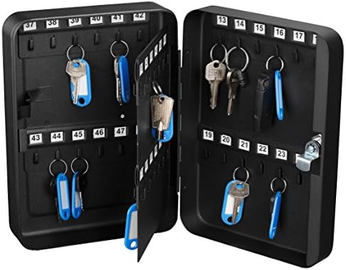 AdirOffice Anahtar Çelik Güvenlik Depolama Tutucu Dolap Vale Kilit Kutusu (48 Anahtar, Siyah) Anahtar Çelik Güvenlik