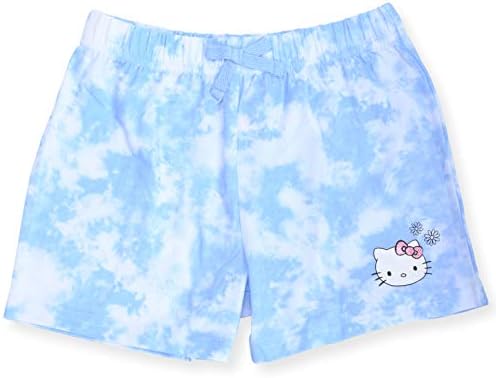 Hello Kitty Kız 2 Parça Moda Tee Gömlek ve Aktif Kısa Seti Kravat Ön Üst ve Moda Yunus Şort yaz giysileri