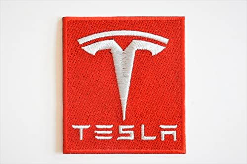 Tesla Logosu işlemeli Yama (kırmızı) (Dikiş, Ütü), 2,5”x 2,6