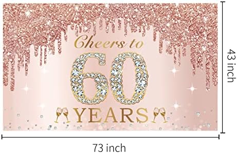 Büyük Şerefe 60 Yıl Doğum Günü Süslemeleri Kadınlar için, Pembe Gül Altın Mutlu 60th Doğum Günü Afiş Zemin Parti Malzemeleri,