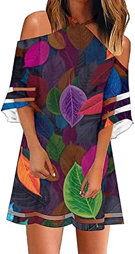 Kısa Kollu 2023 Elbise Moda Kapalı Omuz Backless Halter Grafik Halter Seksi Elbise Kadınlar için Yaz Sonbahar Elbise