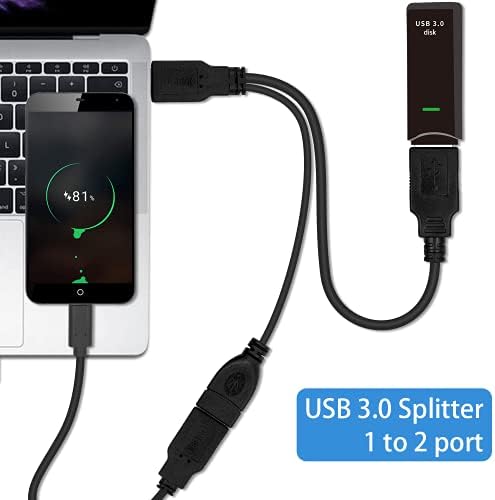 Poyıccot USB 3.0 Splitter Kablosu, USB3.0 Erkek USB 2.0 Kadın ve USB3. 0 Kadın Y Splitter şarj aleti kablosu Güç Kablosu