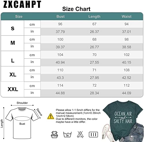 Okyanus Hava ve Tuzlu Saç Bayan Grafik T Shirt Rahat Kısa Kollu Komik Gömlek Üst Tee Atletik Gömlek