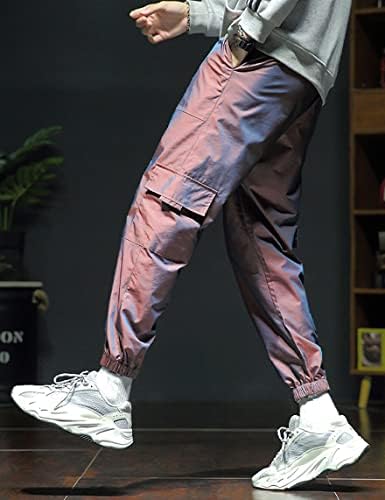 ADVRESF Erkek Joggers Pantolon Hip Hop Streetwear Kargo Pantolon Rahat Spor Parça Sweatpants Yansıtıcı Harem günlük