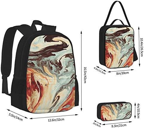OGNOT Mermer Karışık Kahverengi Baskı okul sırt çantası Gençler Kız Erkek Okul Çantaları Bookbag Öğle Yemeği Çantası