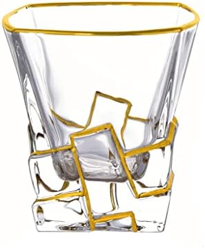 KLHHG altın boyalı viski bardağı Yabancı şarap sürahisi Yaratıcı 300ml bira kupası Ev kupa seti (Renk: B, Boyut: resimde