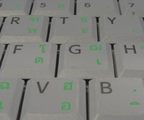 Masaüstü, Dizüstü Bilgisayar ve Dizüstü Bilgisayar için Şeffaf Arka Plan üzerinde Yeşil Harfli Tay klavye etiketi