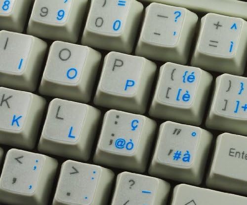 Masaüstü, Dizüstü Bilgisayar ve Dizüstü Bilgisayar için Şeffaf Arka Plan üzerinde Mavi Harfli italyanca Klavye Çıkartmaları