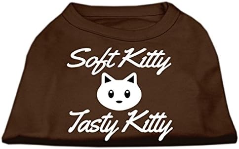 Mirage Evcil Hayvan Ürünleri 12 inç Softy Kitty, Tasty Kitty Serigrafi Köpek Gömleği, Orta, Kahverengi