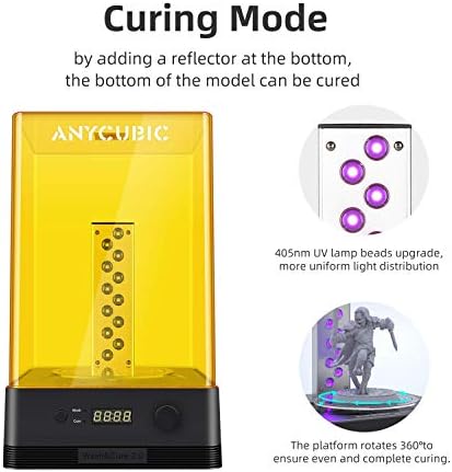 ANYCUBIC Yıkama ve Kürleme Makinesi 2.0 ve Suda Yıkanabilir 3D Yazıcı Reçinesi ((Siyah, 500g)