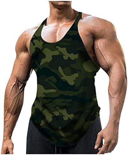 WENKOMG1 Erkek Camo Tank Top Hızlı Kuru Atletik Tee Kolsuz Spor Kas Tee Gömlek