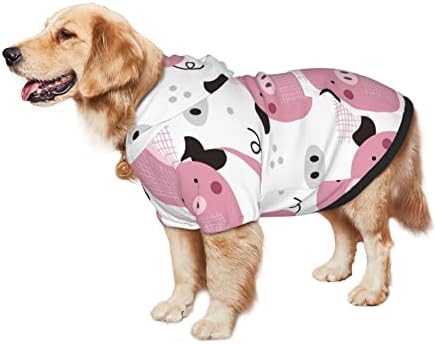 Büyük Köpek Hoodie Sevimli-Pembe-Domuz - Karikatür Evcil Hayvan Giysileri Kazak Şapka ile Yumuşak Kedi Kıyafet Ceket