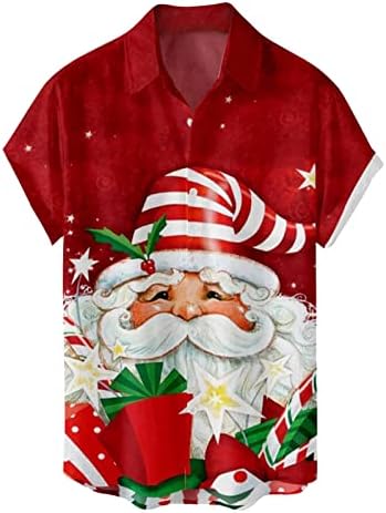 Erkekler için Kısa Kollu Gömlek, Noel Baskılı Yaka Kazak Casual Bluz Kazak Erkek Tek Göğüslü Gömlek erkek Çiçek Gömlek