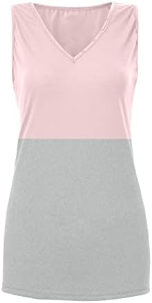 Kadın Yaz V Boyun Çizgili Tank Tops-Rahat Fit Kolsuz Casual Tee Cami Gömlek Hafif Gevşek Bluzlar Tops