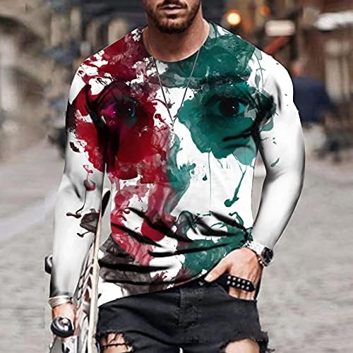 Erkek t-shirtü Moda Graffiti Baskı Tees Uzun Kollu Crewneck Gömlek Gevşek Gömlek Yaz Artı Boyutu Yumuşak Bluz Tops