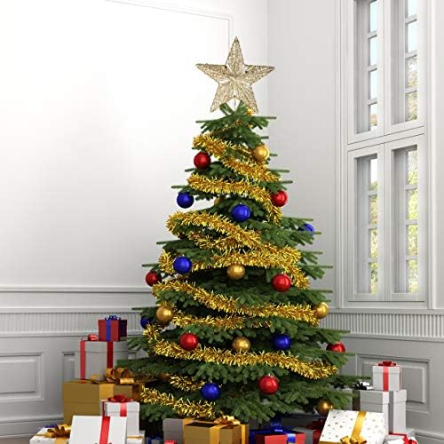 Amosfun Açık Dekor Noel Ağacı Topper Yıldız Ağacı Topper Chritmas Glitter Yıldız Ağacı Topper Metal Yıldız Dekorasyon