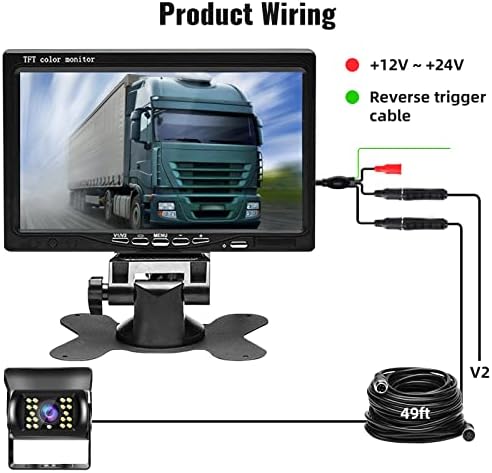 RV Yedekleme Kamera Dikiz Su Geçirmez LED Gece Görüş DVR Monitör Sistemi 7 İnç Ekran HD 1080 P için RV / Otobüs/Römork