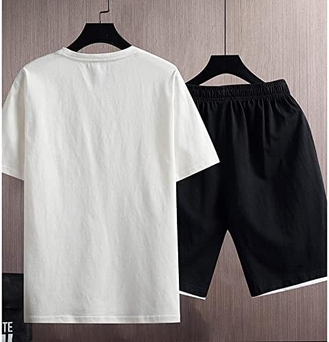 LDCHNH erkek Yaz RacksuitShort Kollu Portswearİnk PrinTShirts + Shorts2 PC Setleri Erkekler Rahat Spor Takım Elbise