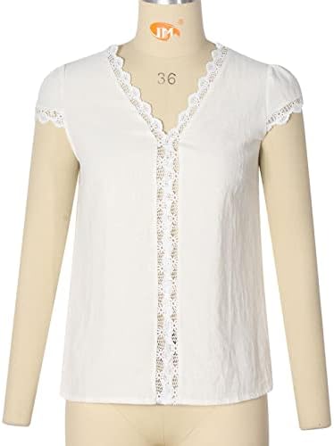 Kadın Kısa Kollu Bluzlar Üstleri Tişörtleri Kızlar için V Boyun Dantel Temel Sonbahar Yaz Bluzlar Giyim 5C