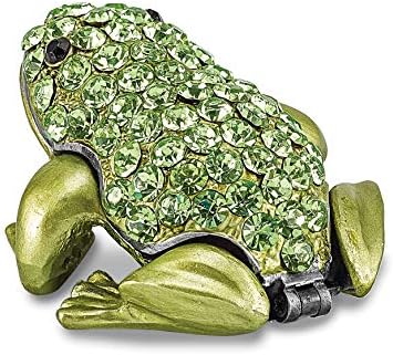 Saris ve Şeyler Lux Jere Bejeweled HAZNE Küçük Yeşil Kurbağa Biblo Kutusu