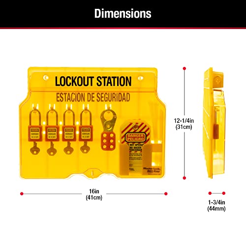 Ana Kilit 1482BP410 4 Zenex Termoplastik Asma Kilitli Kapalı Kilitleme Etiketleme İstasyonu, Sarı