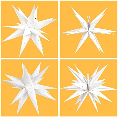 JOINTWIN 14 Moravyalı Yıldız Led 18 Nokta Beyaz 3D Yıldız Pil Kumandalı Zamanlayıcı Fonksiyonu ile Noel için iç mekan