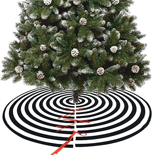 AHOOCUSTOM Noel Ağacı Etek 32 İnç Siyah ve Beyaz Ağacı Etek, Yıllık Yüzükler Cadılar Bayramı Ağacı Etek, ince Ağacı