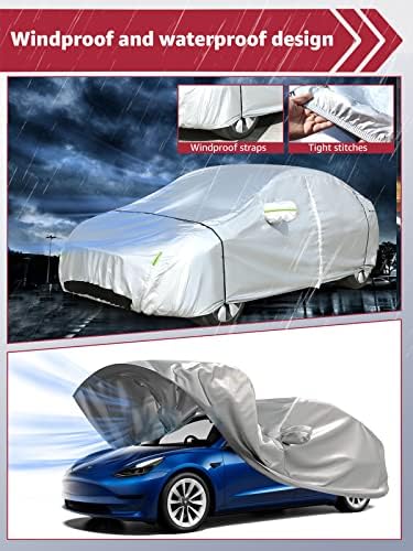 TESFEEL araba Kılıfı Tesla Model Y 2023-2020 için, Tüm Hava Koşullarına Dayanıklı Tam Kapak Güneş UV Yağmur Kar Rüzgar