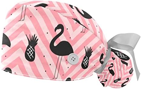 Kadınlar için düğmeler ve kurdele ile 2 adet Flamingo fırçalama kapağı
